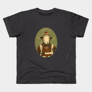 Vintage Aviator Ram Oval Kids T-Shirt